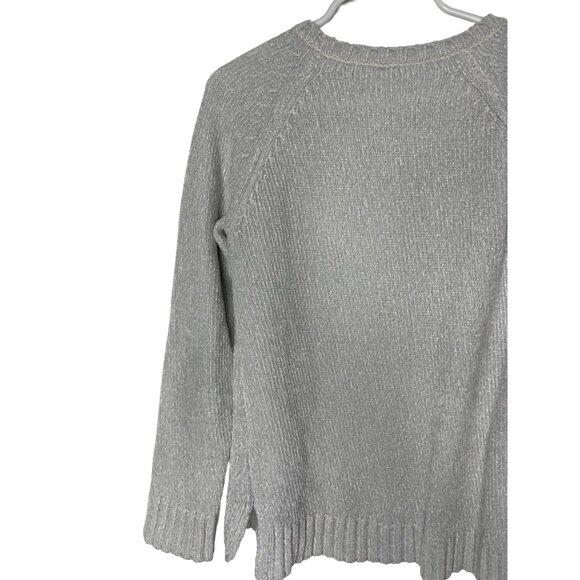 Justice Girls 8 Unicorn Sweater Flip Sequin Metallic Knit Gray Top - Picture 11 of 13
